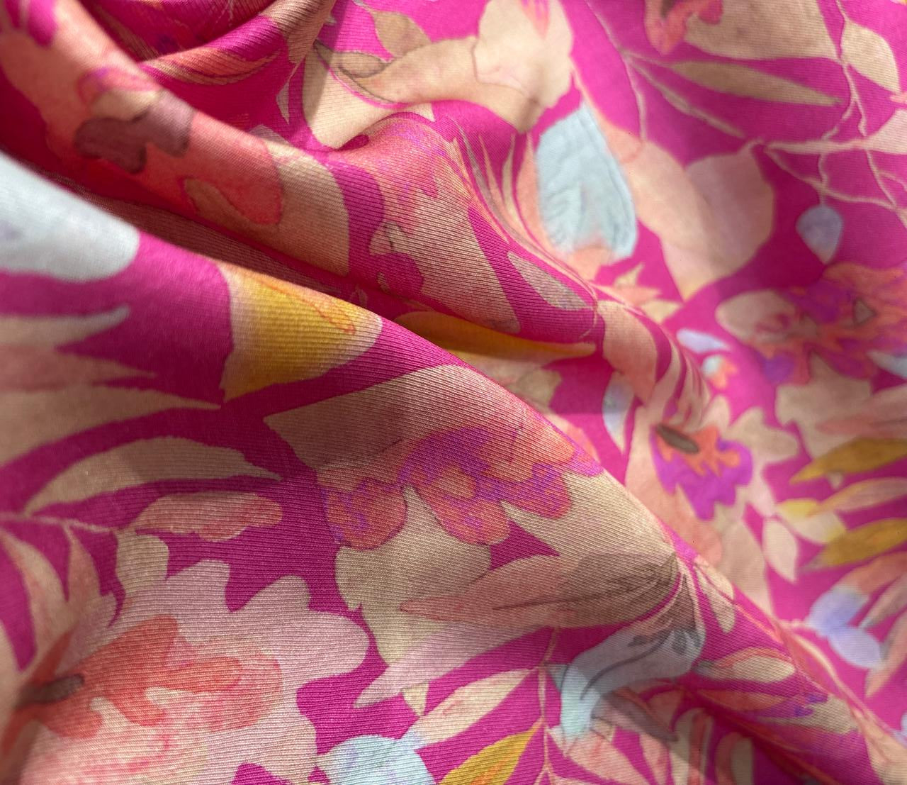 Viscose TWILL Digital Floral Print 41&quot; wide available in 2 colors NEON GREEN AND NEON PINK