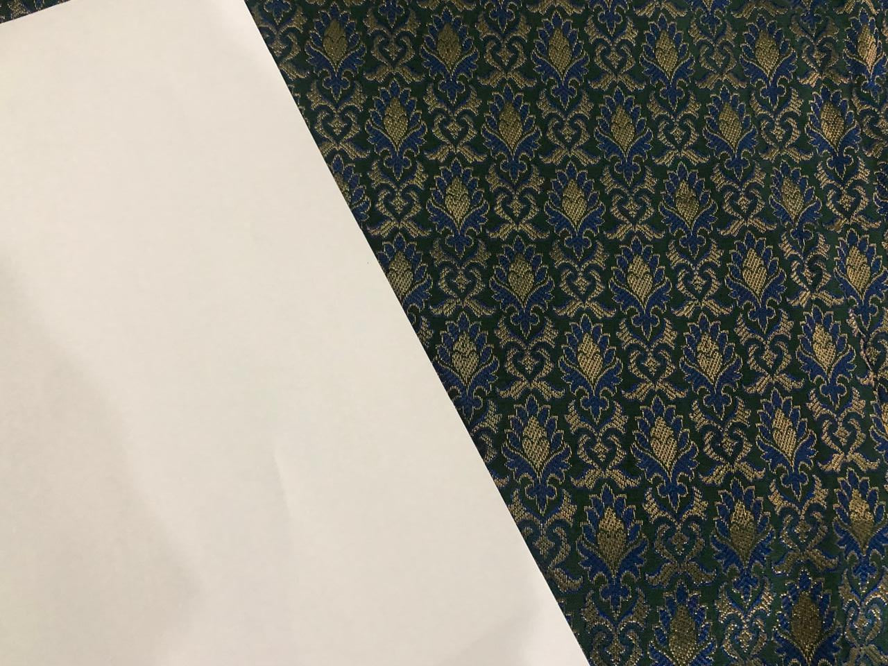 Silk Brocade fabric 44" wide  JACQUARD available in 4 colors green and blue/gold and blue/army green and blue and navy and blue   BRO971