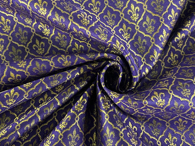 Brocade Fabric Jacquard x metallic gold Gold Color 56" WIDE BRO975 available in 3 colors purple/royal blue and peacock green