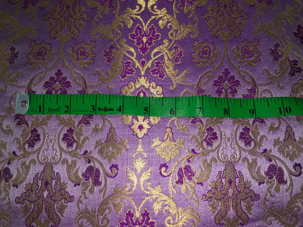 Silk Brocade fabric with  gold jacquard  BRO1018 available in 4 colors gold/lilac/grey and sea blue BRO1018