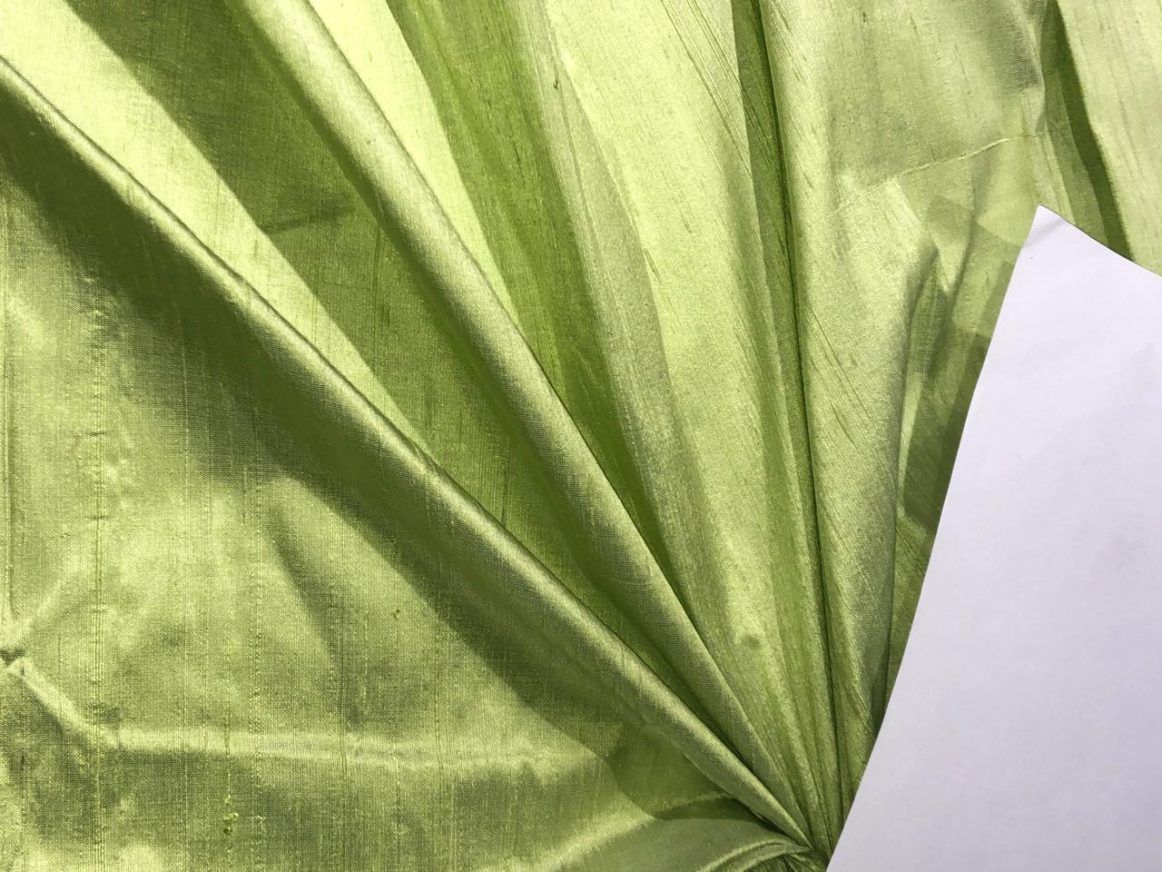 100% PURE SILK DUPIONI FABRIC LIGHT LIME GREEN color 44" wide WITH SLUBS MM126[1]