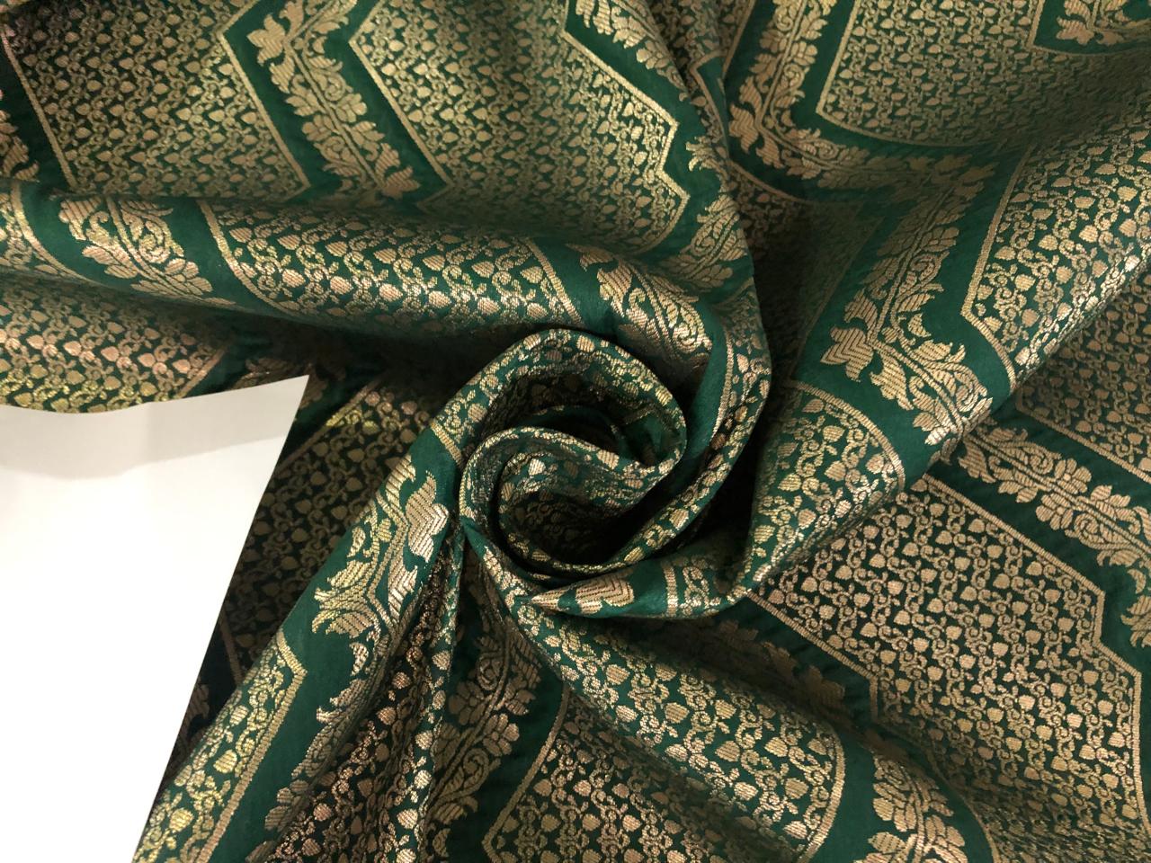 Silk Brocade fabric ZIG ZAG FLORAL  jacquard  BRO1000 available in 3 colors black,burgandy red and green