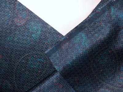 Brocade fabric peacock blue and green paisley color 58" wide BRO892[4]