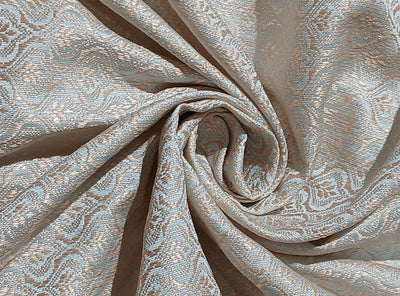 Silk Brocade fabric with leaf  jacquard available in 3 colors sky blue , mint and lilac BRO990