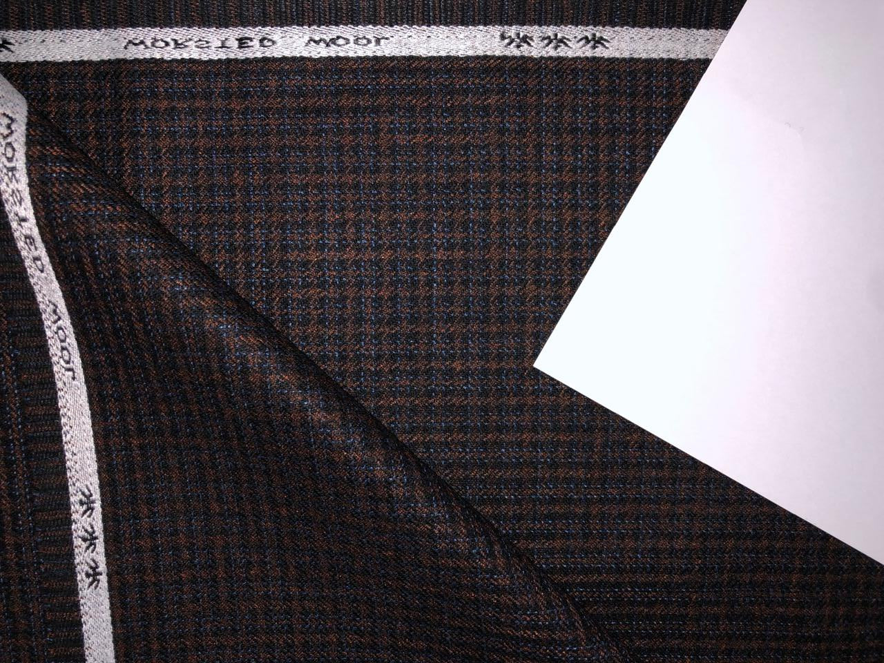 100% WOOL SUITING ENGLISH PLAIDS 58" wide TAN AND NAVY [16896]