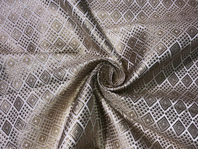 Silk Brocade fabric 44" wide  IVORY WITH METALIC GOLD MOTIF JACQUARD BRO 980 available in 3 designs