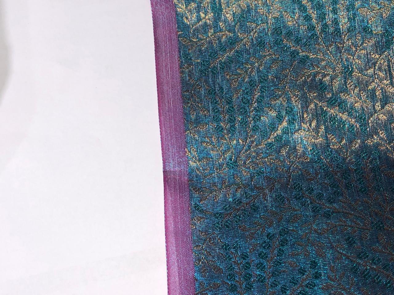 Brocade Fabric VINE Jacquard 3 D EFFECT with metallic gold available in 2 colors purple and blue BRO993[1/2]