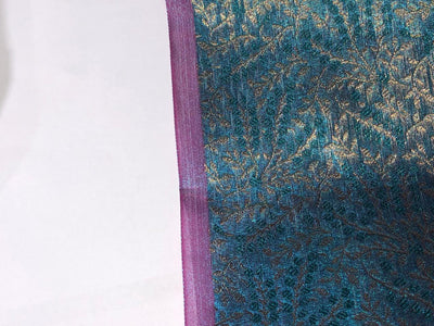 Brocade Fabric VINE Jacquard 3 D EFFECT with metallic gold available in 2 colors purple and blue BRO993[1/2]