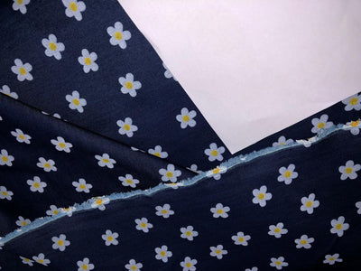 100% Cotton Denim  Fabric 58" wide flower print motifs [16887]