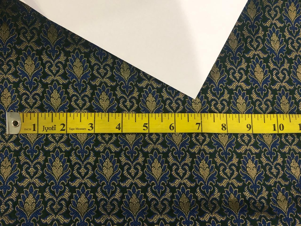 Silk Brocade fabric 44" wide  JACQUARD available in 4 colors green and blue/gold and blue/army green and blue and navy and blue   BRO971