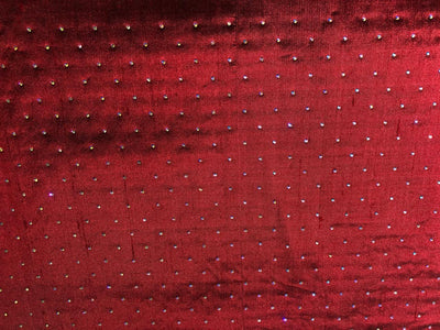 100% pure silk dupioni fabric with rhinestone available in 2 colors wine and royal blue