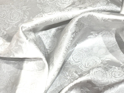 Silk  Satin JACQUARD IVORY WHITE 54" wide available in abstract,floral,roses,waves and triangles jacquard  designs