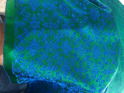Brocade Fabric Green &amp; Blue color Vestment Design 44" wide BRO213[4]