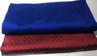 100% pure silk dupioni fabric with rhinestone available in 2 colors wine and royal blue