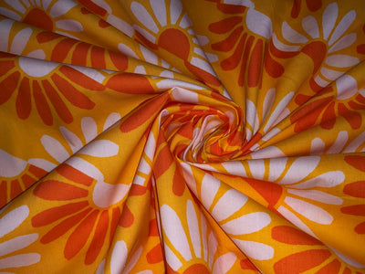 100% Cotton Poplin  Beach Prints 58" wide available in 4 prints bright orange flowers, / bird ,red with blue skates and the beach scene