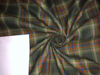 100% Cotton twill  plaids with  available in 3 colors REDS, BLUES and GREENS/GREEN,RUSTY BROWN AND BLUE  AND BROWN,WHITE AND BLUE