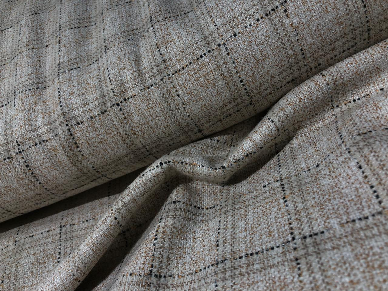 Suiting fabric made in Schöffel ,Italy WOOL X TWEED  cream and brown [16876]