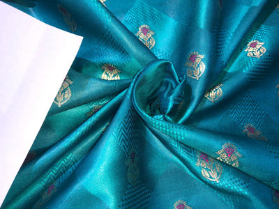 Silk Brocade  fabric~ satin 44" wide   jacquard BRO1003 available in 4 colors teal,pink,red and burgandy brown