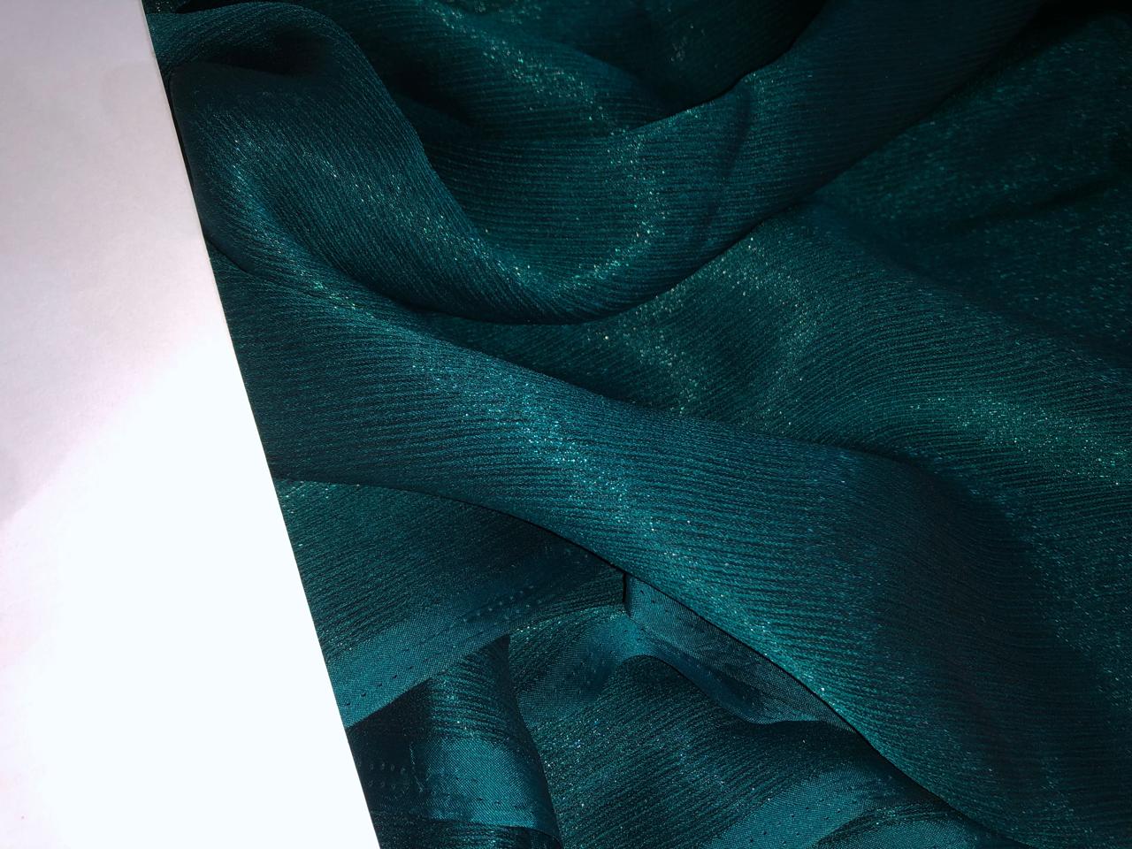 Georgette fabric -with self metallic lurex shimmer available in 2 shades  kingfisher green and green