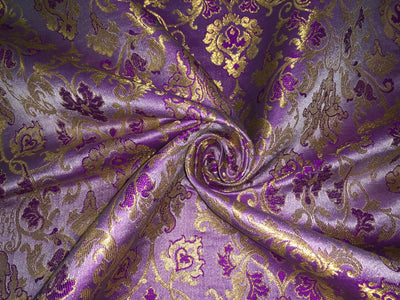 Silk Brocade fabric with  gold jacquard  BRO1018 available in 4 colors gold/lilac/grey and sea blue BRO1018