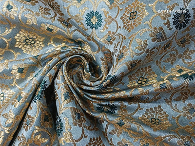 Silk Brocade fabric with subtle metallic gold   JACQUARD BRO931/BRO987 available in 5 colors grey, mint ,silver grey, sapphire and yellow