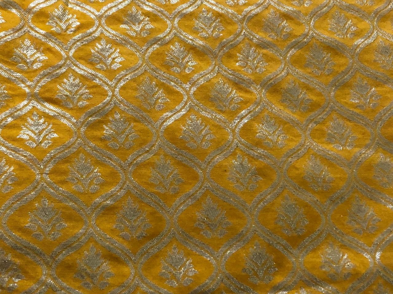 Brocade Fabric Mango Yellow x Gold Color 44" WIDE BRO978[1]/BRO524