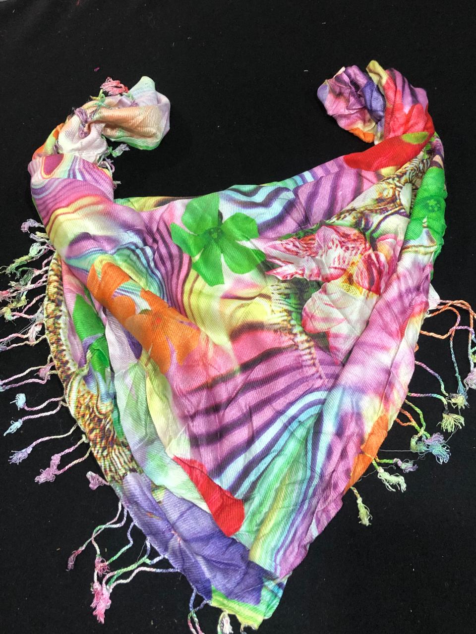 SCARVES/STOLES WITH FRINGES 70" X 27" available in 2 styles animal print and floral print