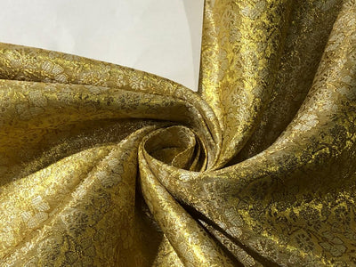 Brocade Fabric VINE Jacquard 3 D EFFECT with metallic gold and white BRO993[3]