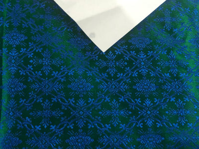 Brocade Fabric Green &amp; Blue color Vestment Design 44" wide BRO213[4]