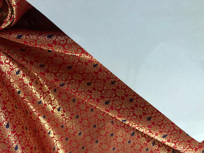 Silk Brocade fabric with metallic gold jacquard 44" wide available in 3 colors green ,red and black BRO945