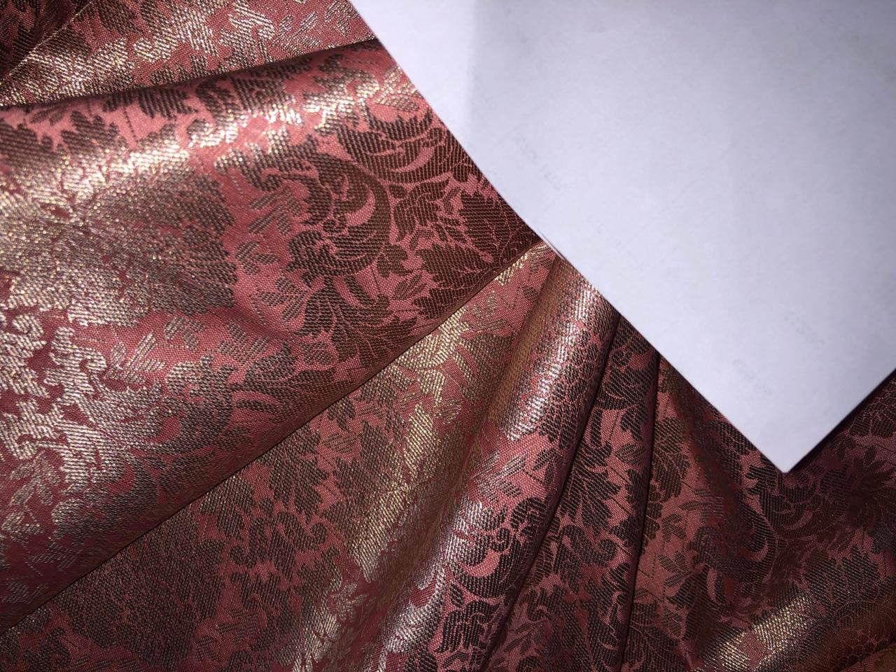 Silk Brocade fabric floral Jacquard x metallic silver 44" wide BRO955 available in 3 colors peach, silver grey  and pink