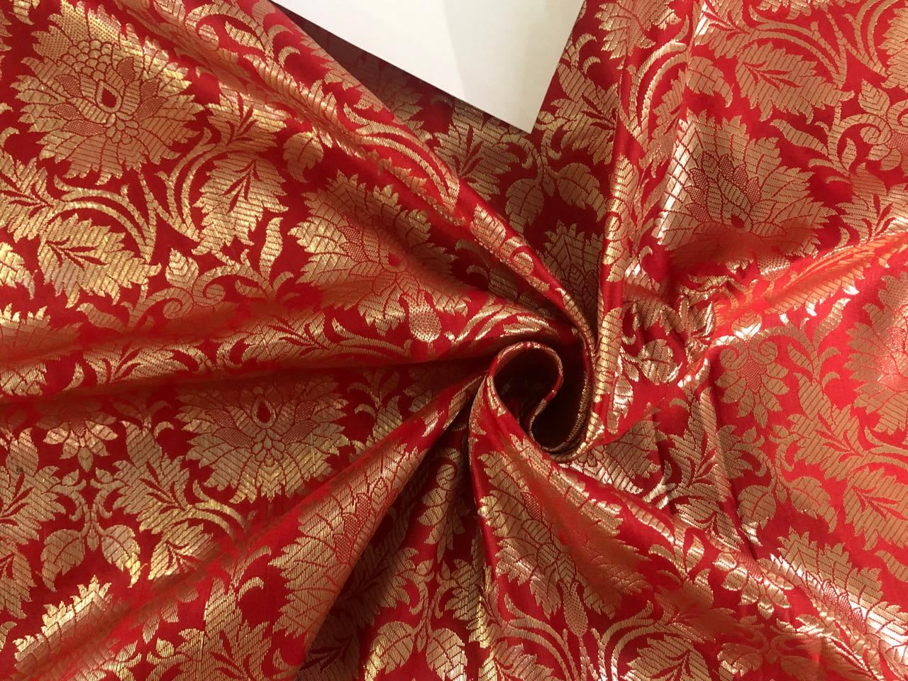 Silk Brocade fabric 44" wide  JACQUARD available in 2 colors RED AND SHOCKING PINK  BRO972