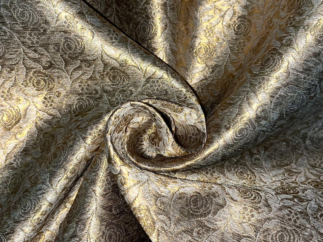 Brocade Fabric Jacquard x metallic gold Gold Color 44" WIDE available in 2 colors gold and silver BRO976