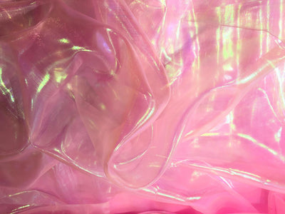 Holographic Organza Fabric Semi Sheer 58" WIDE   available in 2 colors white and Pink