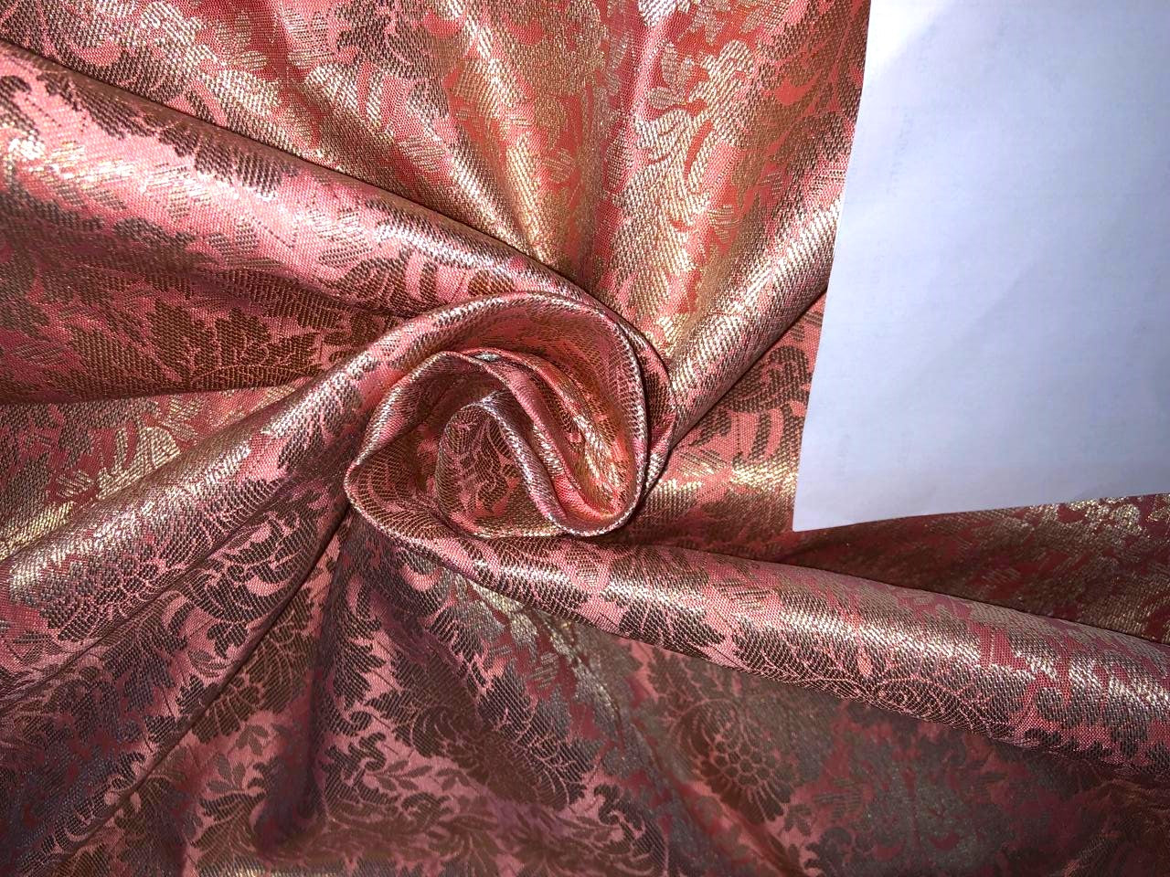 Silk Brocade Fabric  Pastel color jacquard  44" wide BRO955 available in 3 colors peach/pink/SILVER GREY