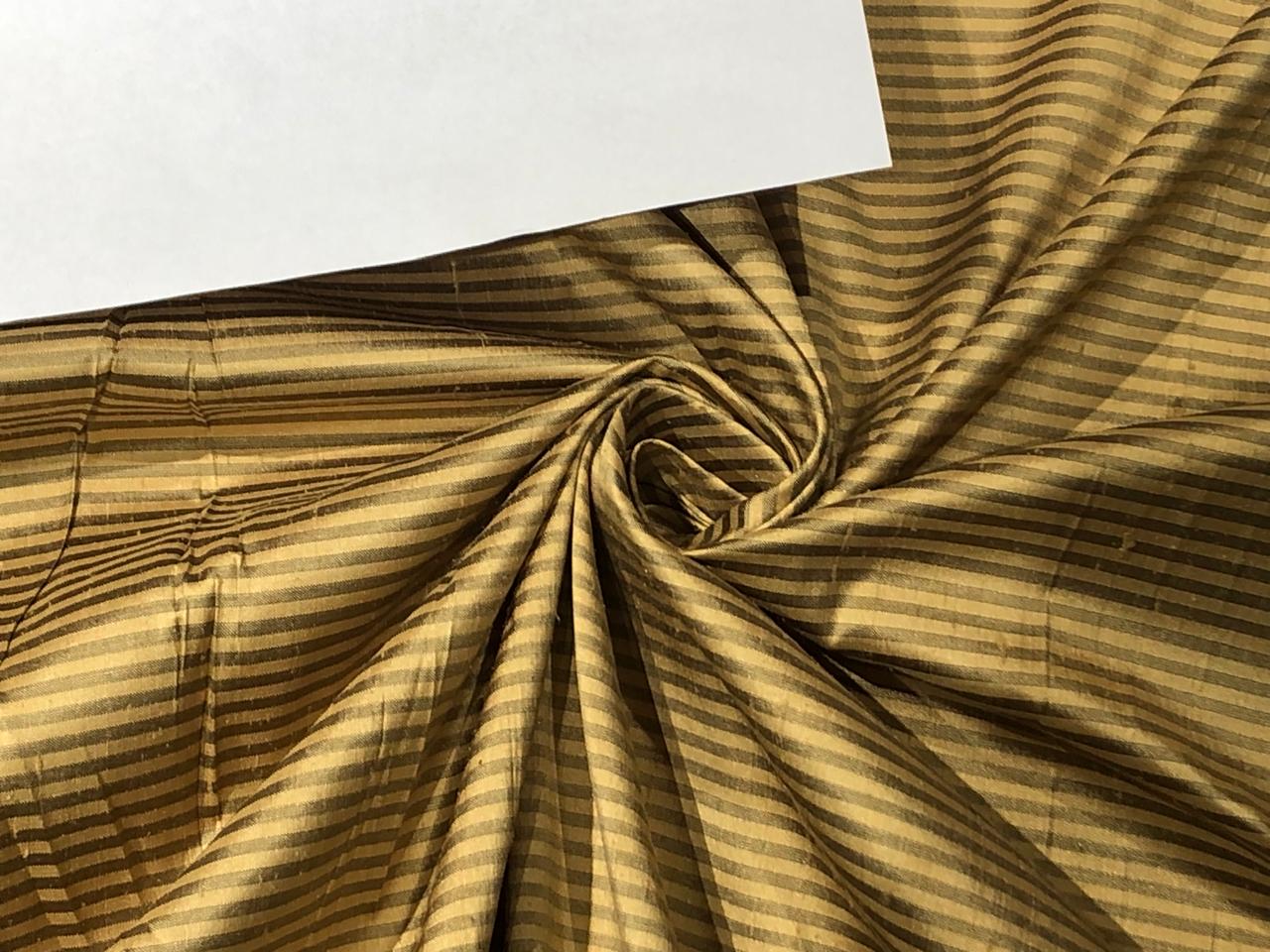 Silk dupioni GOLD AND BLACK STRIPE   54&quot; width single length  1.50 yards horizontal stripes  DUPS28[6]