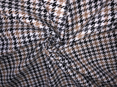 Acrylic Wool  fabric Houndstooth beige, grey, white and black [16880]