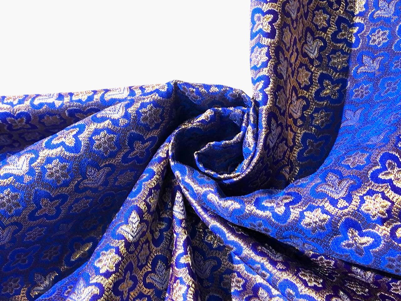 Brocade Fabric Jacquard x metallic gold Gold Color 44" WIDE BRO977 available in 7 colors bright pink , red,royal blue,teal,parrot green,mulberry and ivory