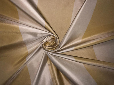 100% Silk Taffeta Fabric  cream and gold Stripes TAFS161[2] 54&quot; wid