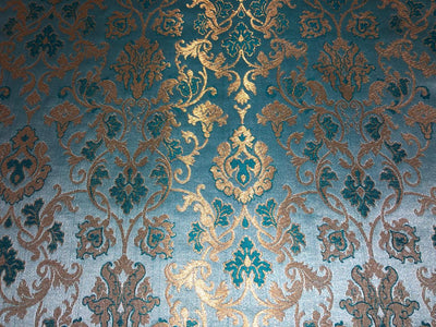 Silk Brocade fabric with  gold jacquard  BRO1018 available in 4 colors gold/lilac/grey and sea blue BRO1018