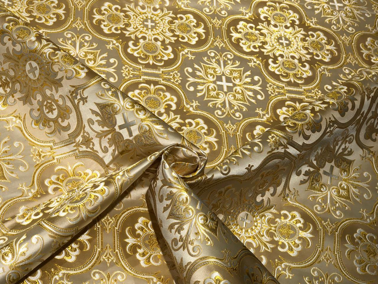 Brocade fabric VESTMENT 60" wide  available in 2 colors cream x gold and burgundy x gold and cream x gold BRO951