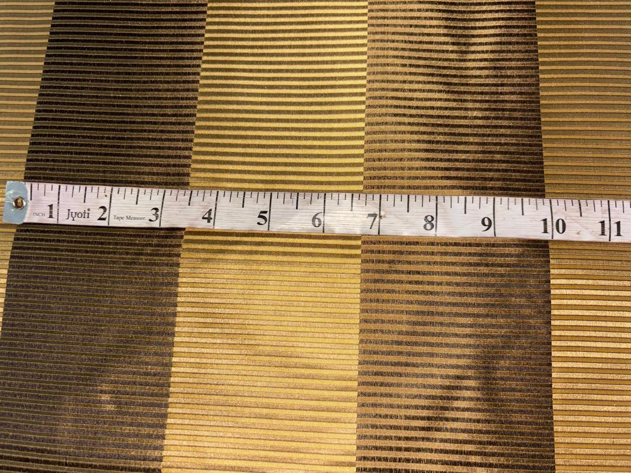 100% SILK TAFFETA FABRIC BROWN, GOLD and BLACK JACQUARD STRIPES TAFNEWS27 (2)