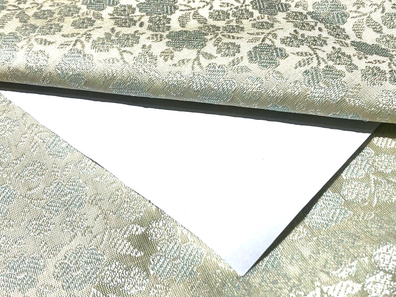 Silk Brocade fabric with floral vine  jacquard available in 2 colors dusty mint and Uranian blue BRO992