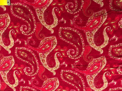 Premium Viscose Rayon fabric with foil print 58" wide available in four colors RED/PINK/PEACOCK GREEN AND MUSTARD GOLD