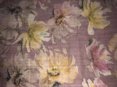 100% linen FLORAL digital print fabric 44" wide MAUVE   [15962]