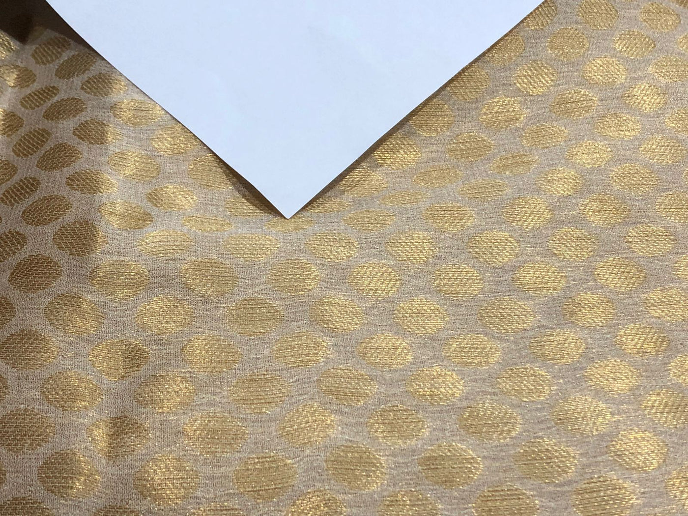 SILK Georgette Fabric GOLD Color with JACQUARD Metallic GOLD Small Motif [16437]