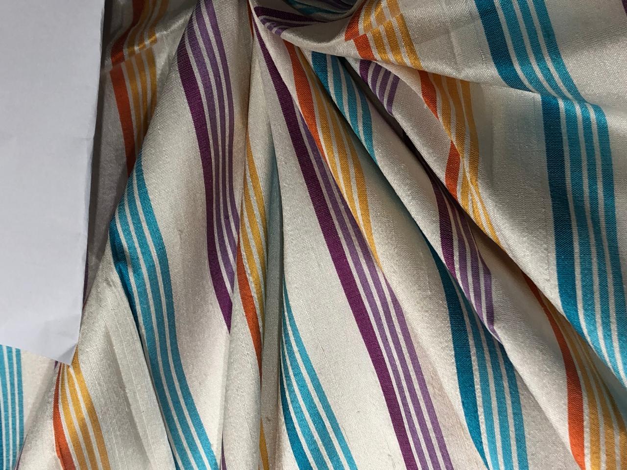 SILK Dupioni FABRIC Multi color stripes 54" WIDE DUPS23[2]