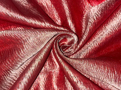 Silk metallic tissue organza fabric  MATCHING MOTIF JACQUARD AND ONLY CRUSH RUST BRONZE 44 INCHES WIDE