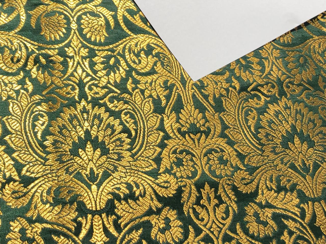 Brocade Fabric GREEN  COLOR with metallic gold   JACQUARD BRO994[6]