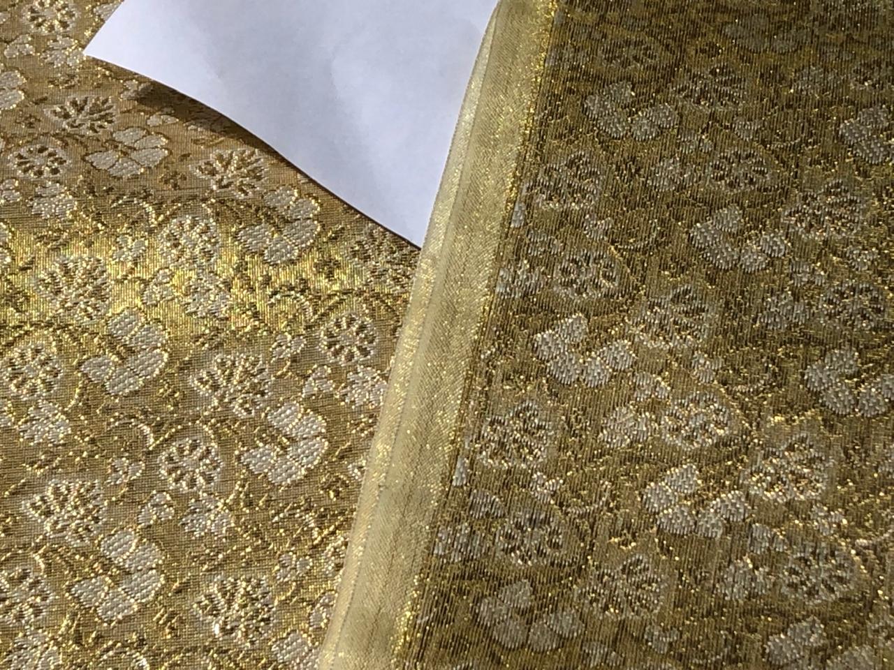 Brocade Fabric VINE Jacquard 3 D EFFECT with metallic gold and white BRO993[3]